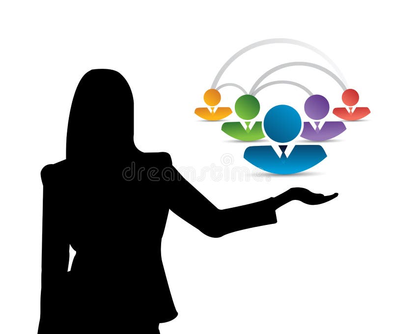 illustrazione femminile di concetto di presentazione della comunità illustrazione di stock illustrazione femminile di concetto di presentazione della comunità illustrazione di stock