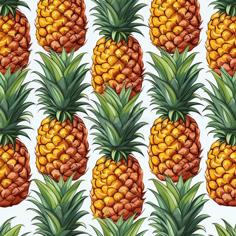 Illustrazione generata dall'ai di uno sfondo vibrante e colorato di pattern di ananas. Un'illustrazione generata da un fondo vivace e colorato di ananas pattern
