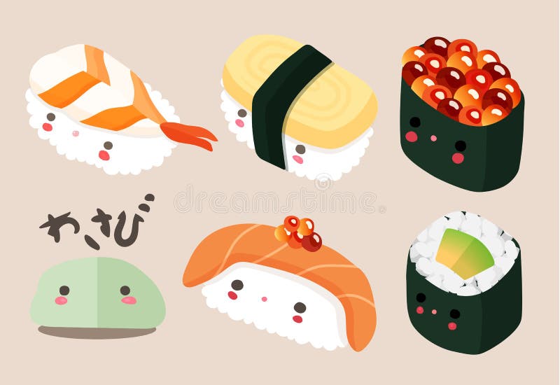 Illustrazione giapponese dell'alimento, vettore dei sushi illustrazione vettoriale