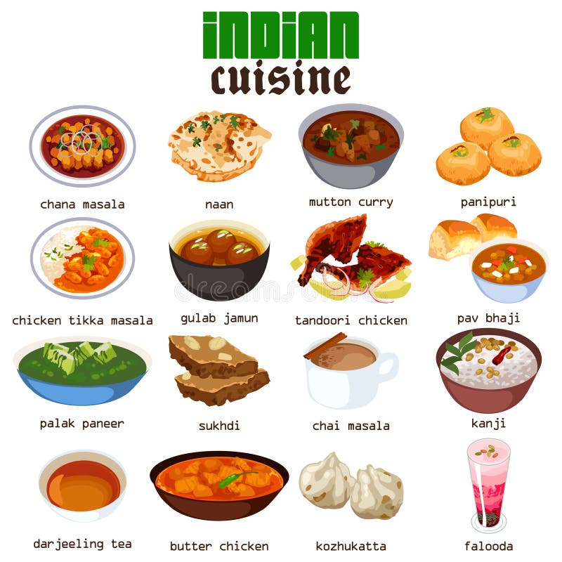 Illustrazione indiana di cucina dell'alimento illustrazione di stock Illustrazione indiana di cucina dell'alimento illustrazione di stock