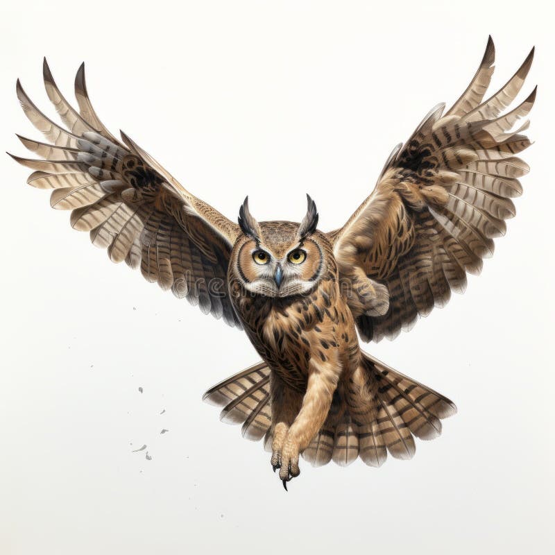 Illustrazione iperrealistica del gufo nello stile di Travis Charest royalty illustrazione gratis