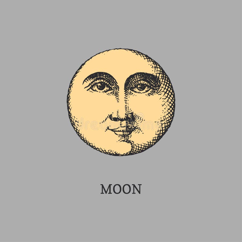 Illustrazione lunare. disegno grafico retroattivo nel vettore illustrazione di stock