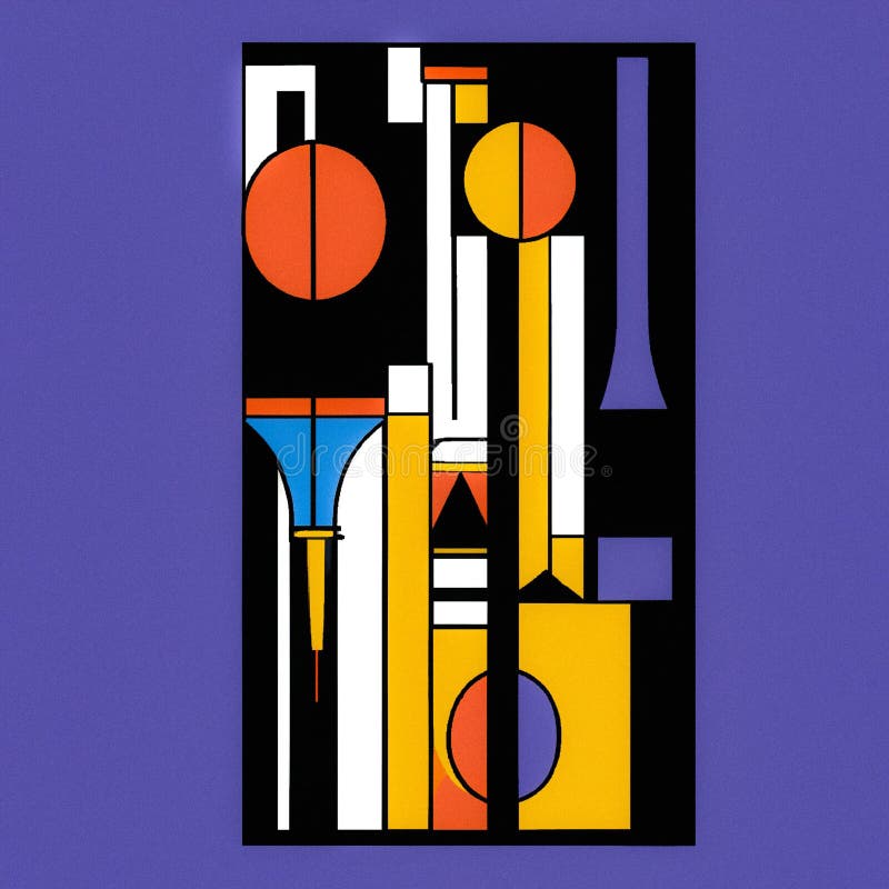 Un'illustrazione minimalista con diverse immagini geometriche multicolori