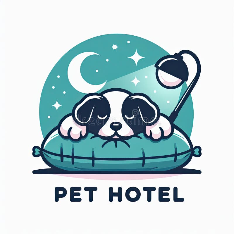 Illustrazione minimalista del rilassamento di Puppy al Pet Hotel illustrazione vettoriale