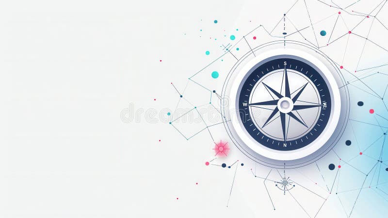 Illustrazione minimalista di una bussola con linee chiare e uno sfondo astratto ideale per applicazioni di navigazione e viaggi immagini stock libere da diritti