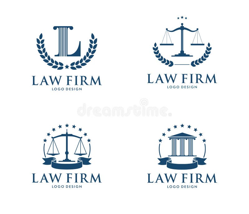 Illustrazione per l'affare dello studio legale, avvocato, avvocato, giustizia di progettazione di logo di vettore della corte