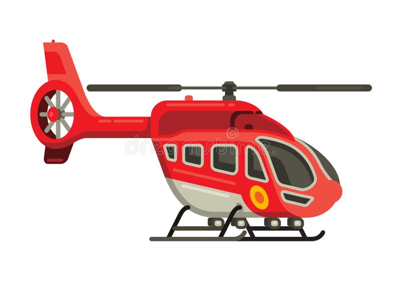 Illustrazione piana di vettore di stile dell'elicottero