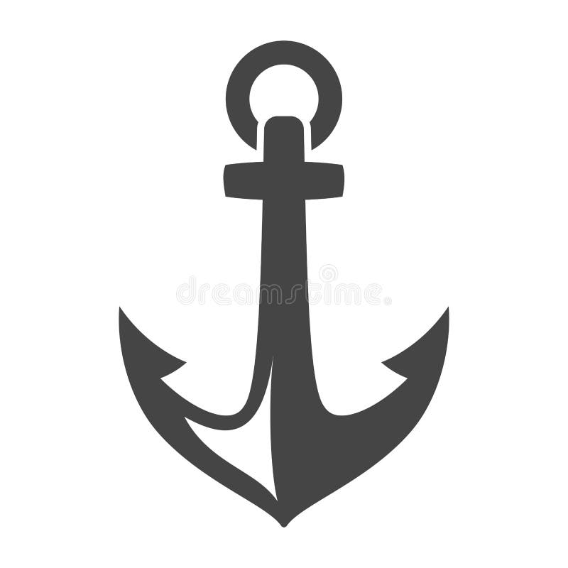 Illustrazione piatta dell'icona di ancoraggio del mare semplice. materiale pesante antiquato con gancio per l'arresto della nave illustrazione vettoriale
