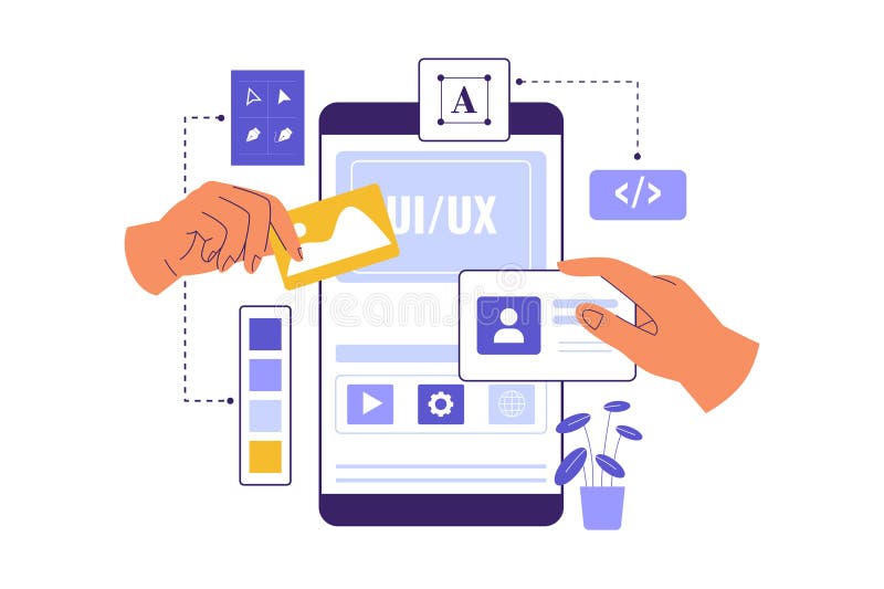 Illustrazione piatta di elementi di progettazione UX dell'interfaccia utente per interfaccia mobile royalty illustrazione gratis