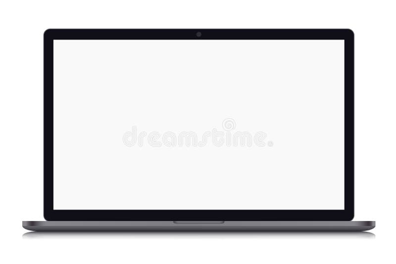 Illustrazione realistica di un computer portatile grigio con lo schermo bianco in bianco con il webcam e la struttura nera, isola illustrazione di stock Illustrazione realistica di un computer portatile grigio con lo schermo bianco in bianco con il webcam e la struttura nera, isola illustrazione di stock