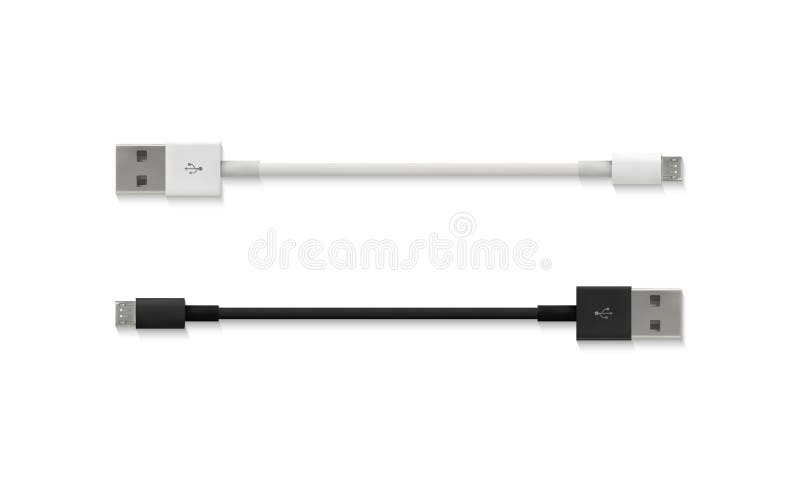 Illustrazione realistica di vettore del cavo di USB illustrazione di stock Illustrazione realistica di vettore del cavo di USB illustrazione di stock