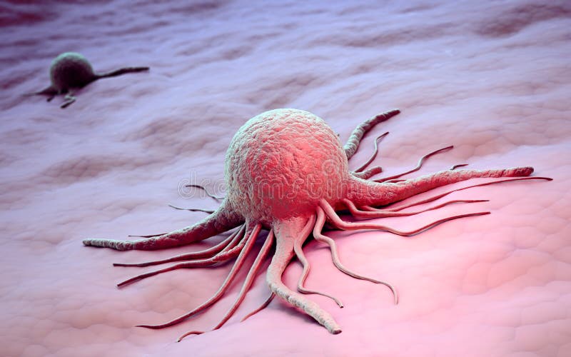 Illustrazione scientifica della cellula tumorale illustrazione di stock Illustrazione scientifica della cellula tumorale illustrazione di stock