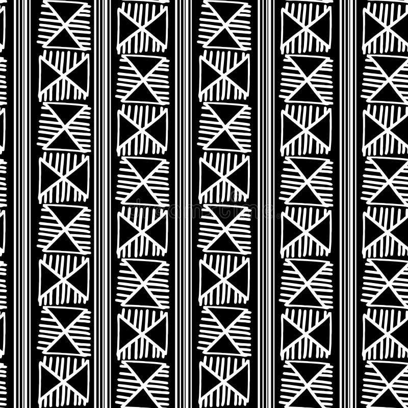 Illustrazione senza cuciture tribale in bianco e nero d'avanguardia di vettore del modello con il fondo etnico dell'estratto dell illustrazione di stock Illustrazione senza cuciture tribale in bianco e nero d'avanguardia di vettore del modello con il fondo etnico dell'estratto dell illustrazione di stock