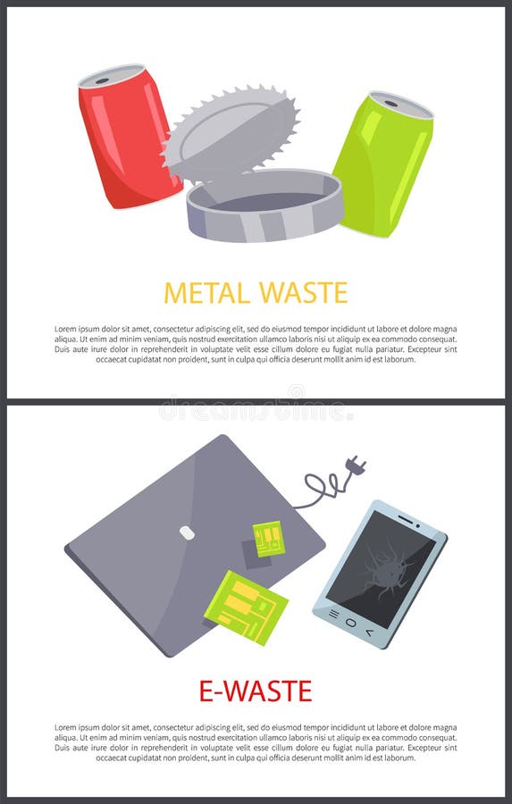 Illustrazione stabilita di vettore dei rifiuti metallici e dello E-spreco royalty illustrazione gratis Illustrazione stabilita di vettore dei rifiuti metallici e dello E-spreco royalty illustrazione gratis