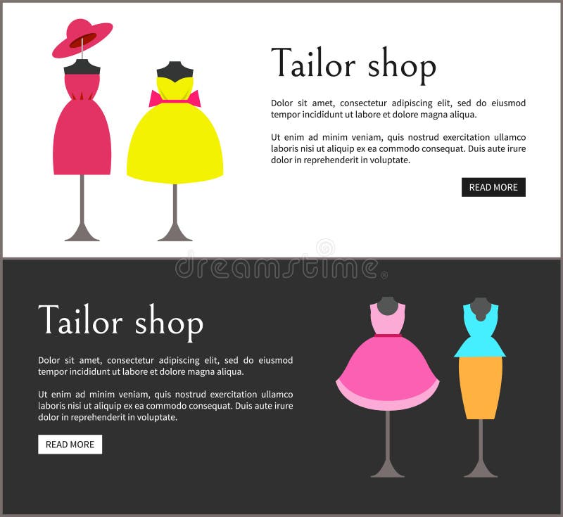 Illustrazione stabilita di vettore di Shop Web Pages del sarto illustrazione di stock Illustrazione stabilita di vettore di Shop Web Pages del sarto illustrazione di stock