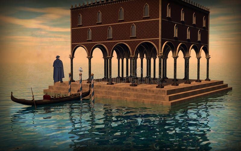 Illustrazione surreale della laguna di Venezia