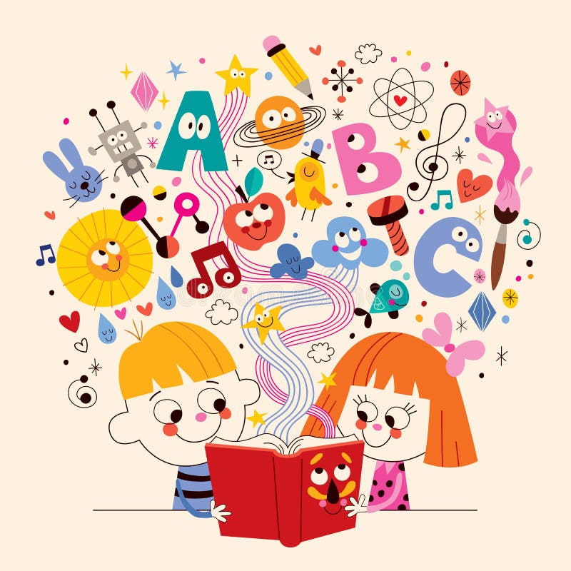 Illustrazione sveglia di concetto di istruzione del libro di lettura dei bambini royalty illustrazione gratis Illustrazione sveglia di concetto di istruzione del libro di lettura dei bambini royalty illustrazione gratis