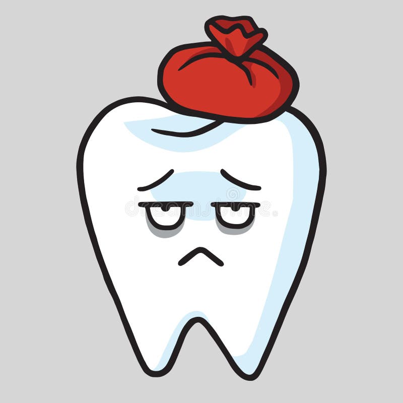 Illustrazione sveglia di vettore di mal di denti del fumetto del dente illustrazione di stock Illustrazione sveglia di vettore di mal di denti del fumetto del dente illustrazione di stock