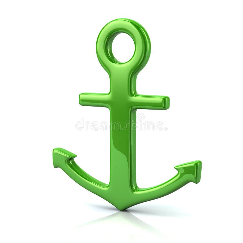 Illustrazione verde dell'icona 3d dell'ancora illustrazione di stock