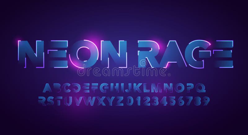 Illustrazione Vettoriale Carattere Alfabeto Neon Moderno E Futuristico Tipografia tecnologica stile urbano royalty illustrazione gratis