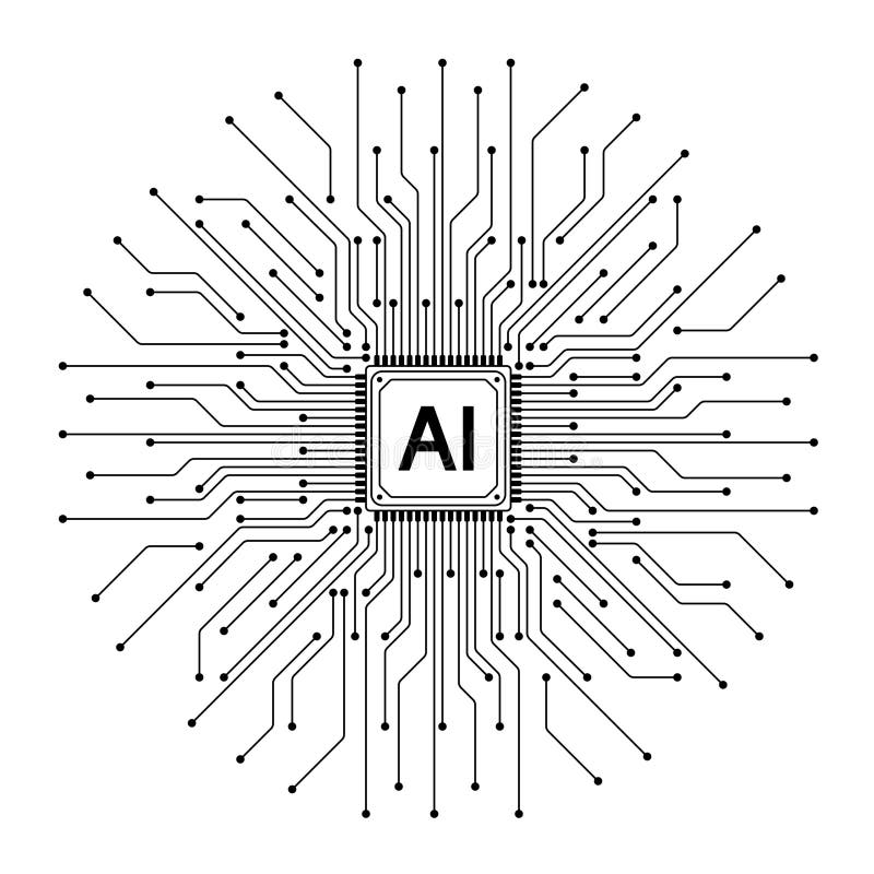 Illustrazione vettoriale del chip del processore AI illustrazione vettoriale