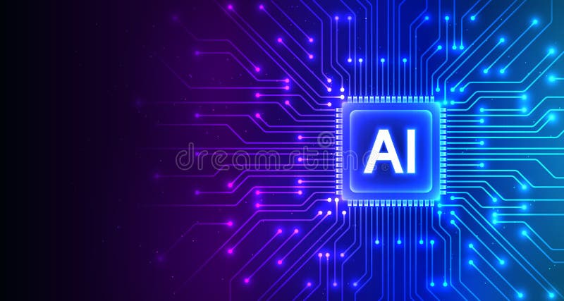 Illustrazione vettoriale del chip del processore AI illustrazione di stock