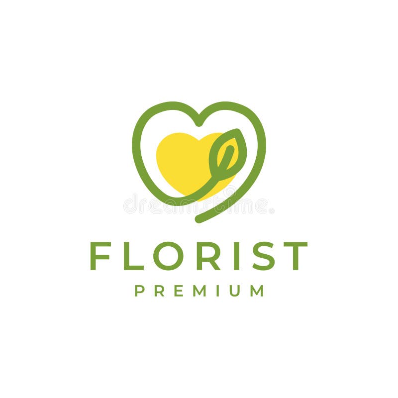 Illustrazione vettoriale dell'icona del logo colorato, moderno, astratto, semplice, con linee, amore, cuore, foglie e natura illustrazione vettoriale