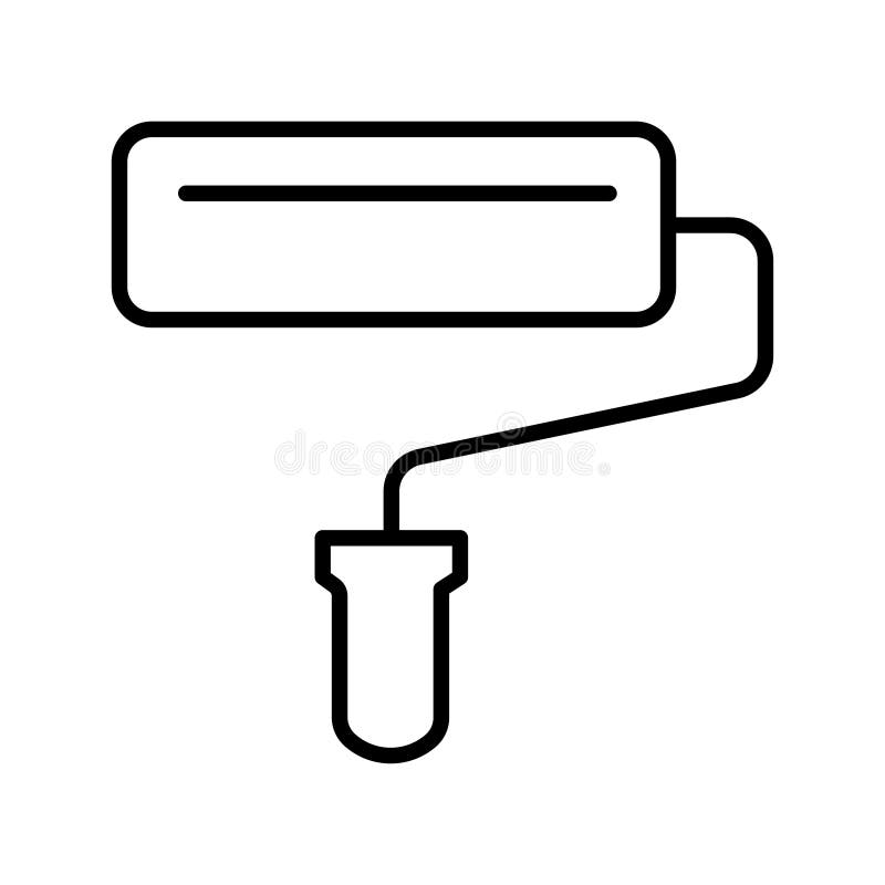 Illustrazione vettoriale dell'icona a rullo di verniciatura semplice lineare. utensile a rullo con logo monocromatico per dipinger illustrazione vettoriale