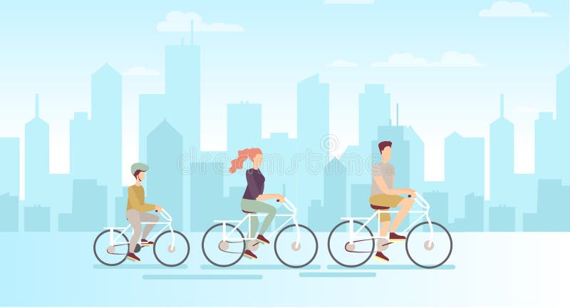 Illustrazione vettoriale della famiglia in bicicletta sulla base di una grande città moderna Padre, madre e figlio in bicicletta, illustrazione di stock Illustrazione vettoriale della famiglia in bicicletta sulla base di una grande città moderna Padre, madre e figlio in bicicletta, illustrazione di stock