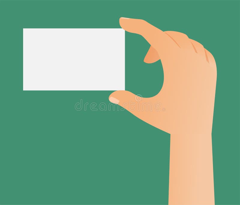 Illustrazione vettoriale della mano contenente un modello di biglietto da visita isolato su sfondo verde royalty illustrazione gratis