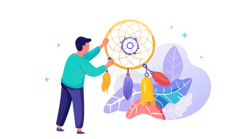Illustrazione vettoriale di Dreamcatcher per la progettazione generativa dei vettori di spiritualità royalty illustrazione gratis