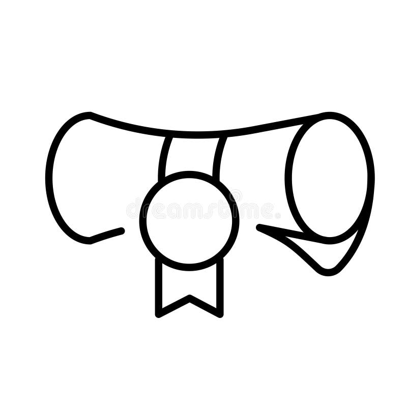 Illustrazione vettoriale di un diploma di scorrimento semplice lineare. logo monocromatico - foglio piegato in gradi illustrazione vettoriale