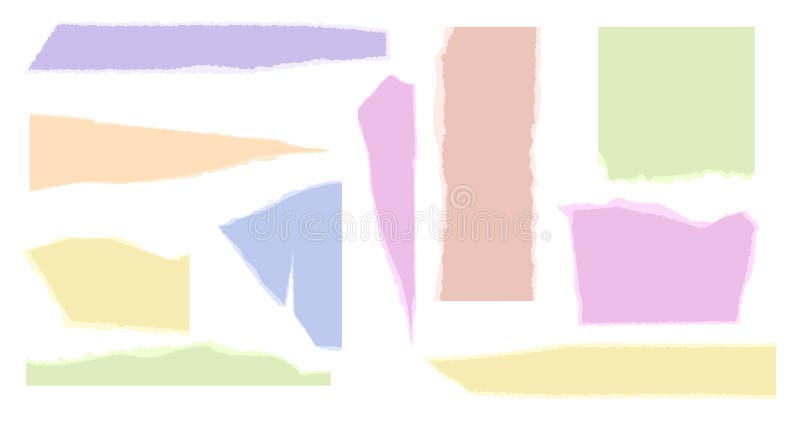 Illustrazione vettoriale forma carta striscia. serie di telai di cartone colorati strappati. taglio di strisce di strisce di vimin illustrazione vettoriale