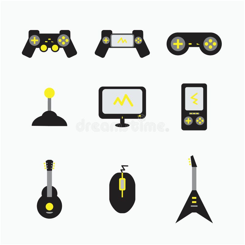 Illustrazioni dell'icona dei computer della chitarra della console del gioco royalty illustrazione gratis Illustrazioni dell'icona dei computer della chitarra della console del gioco royalty illustrazione gratis