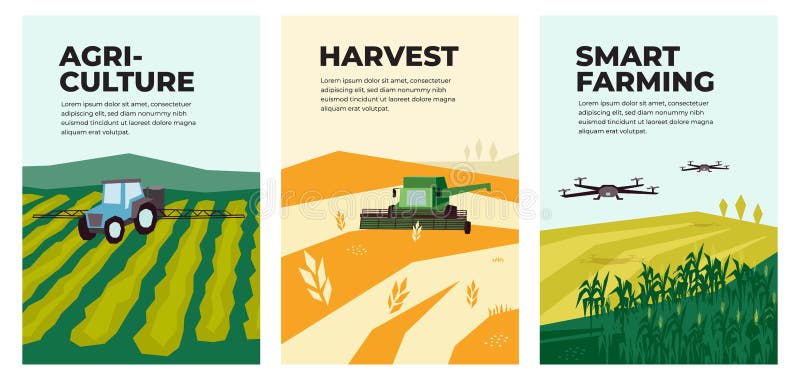 Illustrazioni di agricoltura, raccolto, agricoltura intelligente