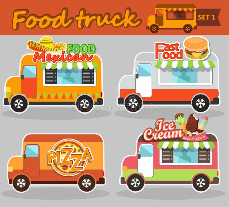 Illustrazioni di vettore del camion dell'alimento royalty illustrazione gratis Illustrazioni di vettore del camion dell'alimento royalty illustrazione gratis