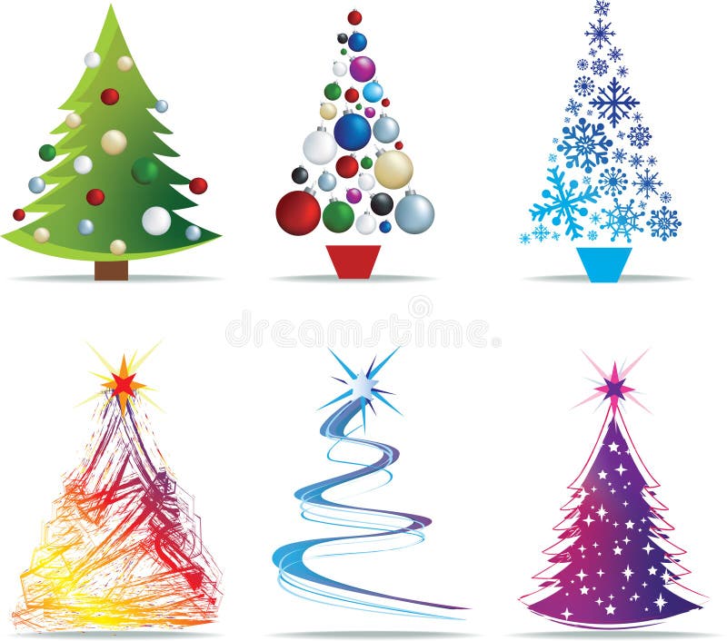 Christmas tree modern illustrations in a loose abstract style. Christmas tree modern illustrations in a loose abstract style