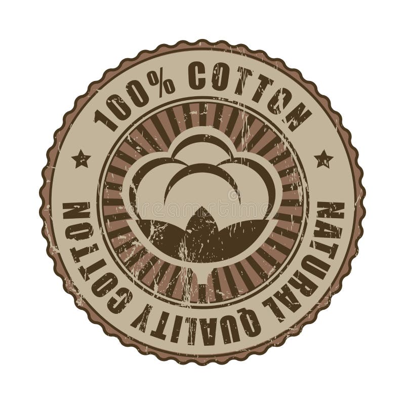 100% ilości Bawełniana etykietka, znaczek lub ilustracja wektor 100% ilości Bawełniana etykietka, znaczek lub ilustracja wektor