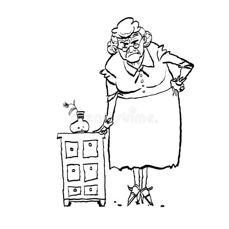 Ilsken mormor ilsken l?rare Fru som får ilsken, medan vänta på maken royaltyfri illustrationer Ilsken mormor ilsken l?rare Fru som får ilsken, medan vänta på maken royaltyfri illustrationer