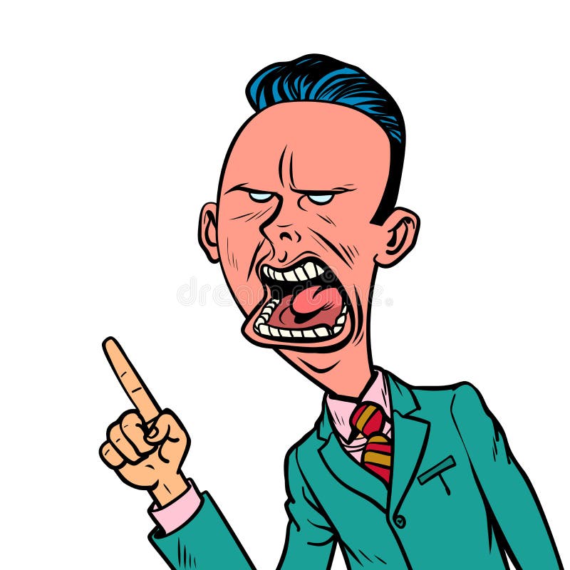 Ilsken skeptisk gest för affärsmanpunktfinger royaltyfri illustrationer Ilsken skeptisk gest för affärsmanpunktfinger royaltyfri illustrationer