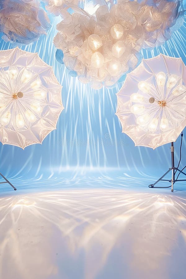 Iluminatul luminos creează o atmosferă artistică care evidențiază norii și o strălucire ușoară în studio. generate de