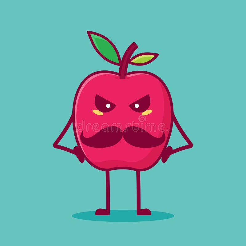 cara de maçã parecendo um desenho isolado de mascote de frutas