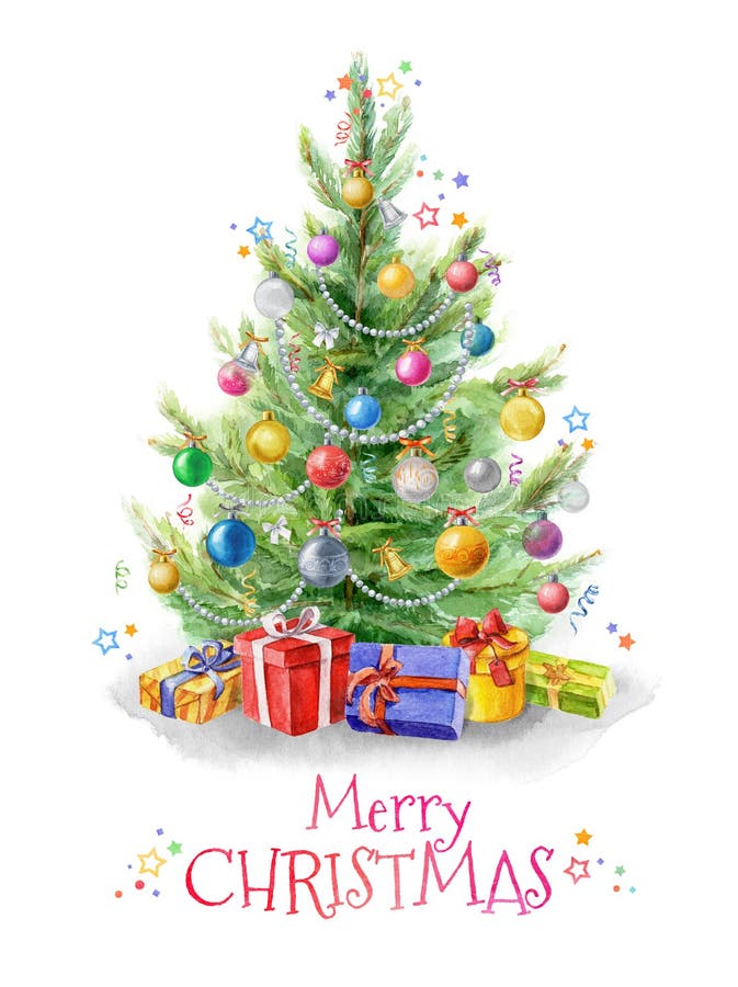 Ilustração Da Aquarela: Árvore De Natal Decorada Com Bolas Em Um Fundo Branco Molde Para O Projeto Dos Cartazes Foto de Stock - Imagem de bandeira, fundo: 125461810 Ilustração Da Aquarela: Árvore De Natal Decorada Com Bolas Em Um Fundo Branco Molde Para O Projeto Dos Cartazes Foto de Stock - Imagem de bandeira, fundo: 125461810