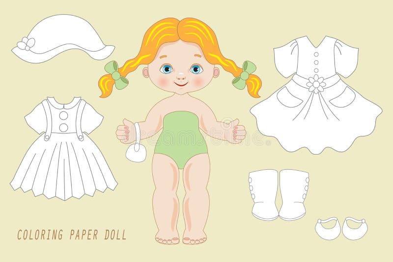 Conceito de boneca de papel em estilo colorido lúdico jogo de vestir para  crianças