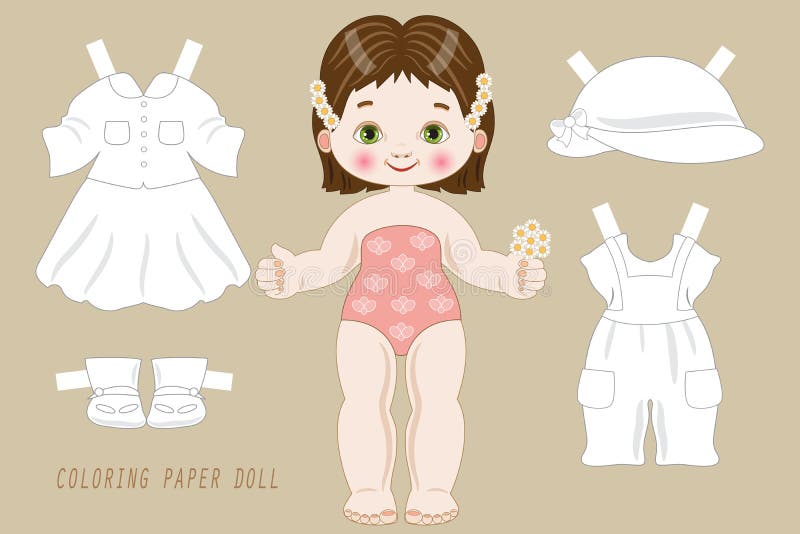 Ilustração De Uma Boneca De Papel Com Roupas Para Pintar Ilustração do  Vetor - Ilustração de jogo, infante: 277312739