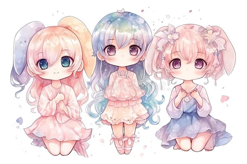 Ilustração De Aquarela Kawaii De Anime De Menina Fofa Gerada Por Ai  Ilustração Stock - Ilustração de arte, nariz: 274115160