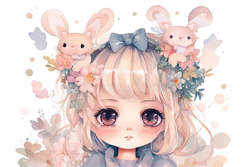 Ilustração De Aquarela Kawaii De Anime De Menina Fofa Gerada Por Ai  Ilustração Stock - Ilustração de roupa, aquarela: 274115145