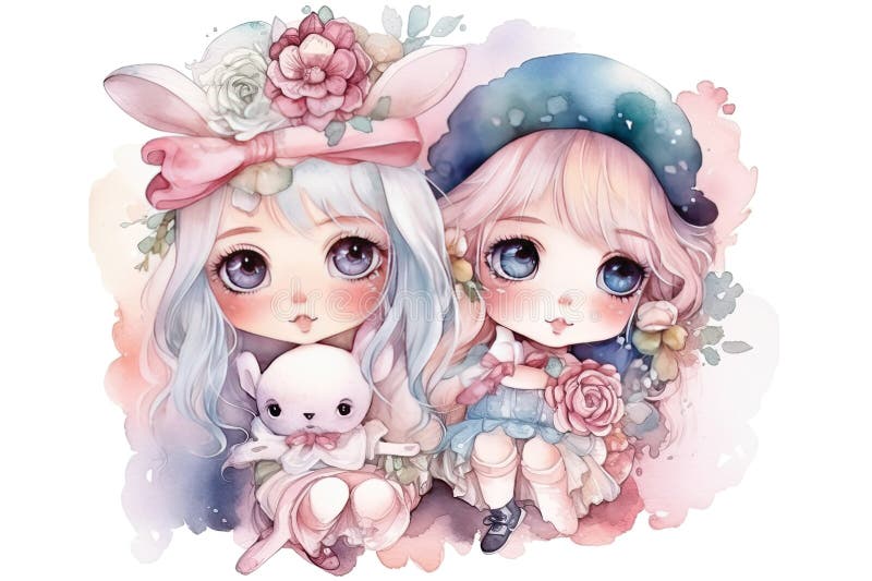 Ilustração De Aquarela Kawaii De Anime De Menina Fofa Gerada Por Ai  Ilustração Stock - Ilustração de arte, nariz: 274115160