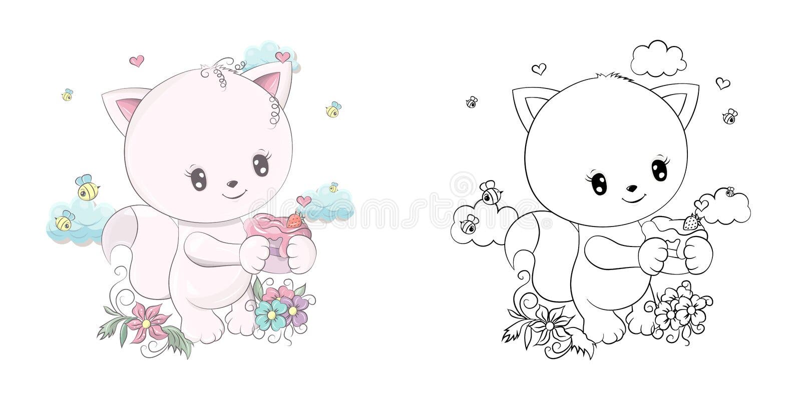 Desenho De Gatos Kawaii Em Uma Xícara De Café Para Colorir Para Crianças  PNG , Gato Kawaii, Animais Kawaii, Ilustração Fofa PNG Imagem para download  gratuito