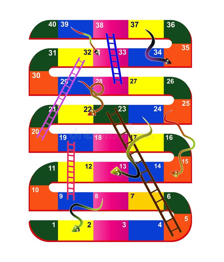 Jogo De Escada De Cobra Para Modelo Para Crianças Ilustração Stock -  Ilustração de jogos, mapa: 218373083